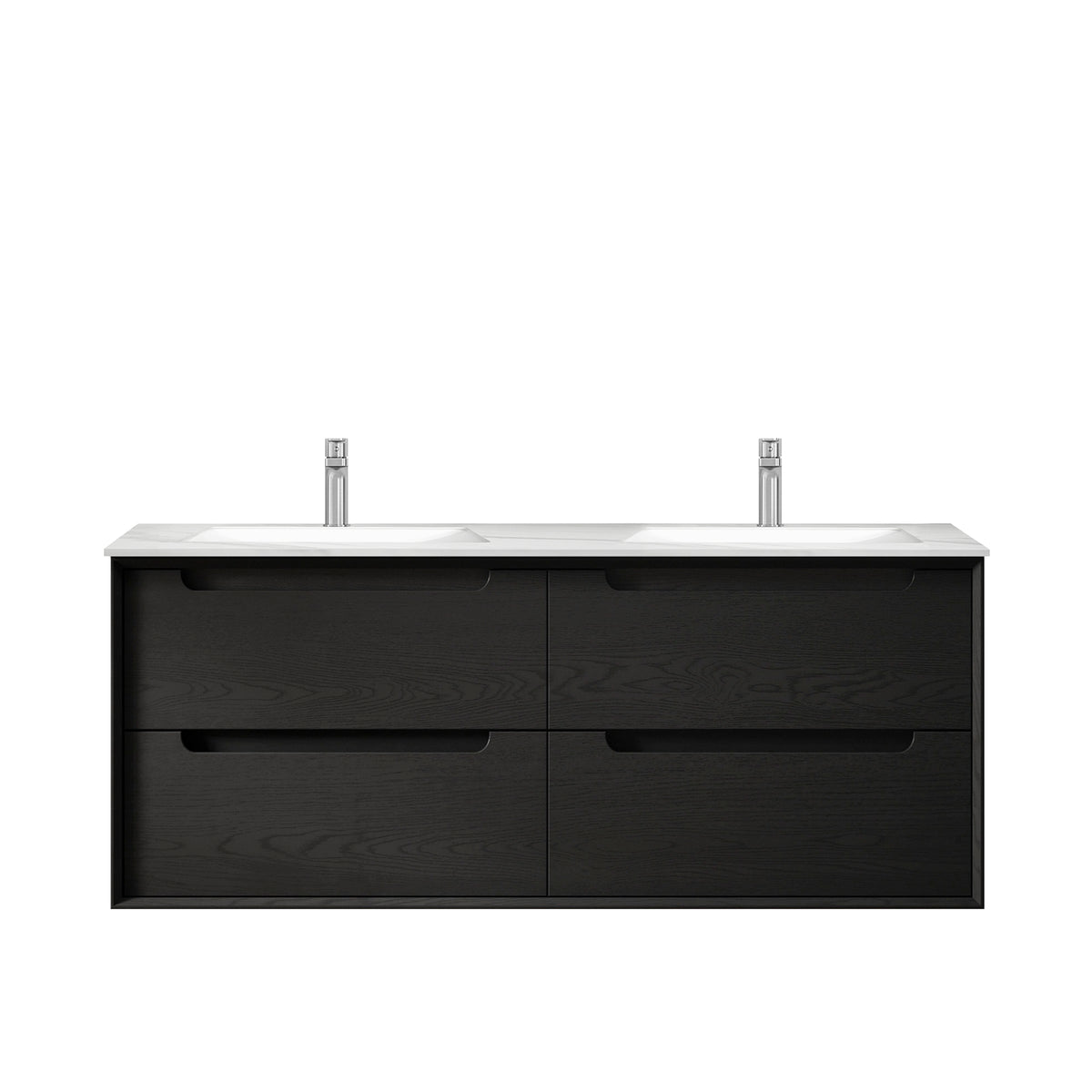 Byron 1200mm Black Oak Wall Hung Vanity Double Bowl