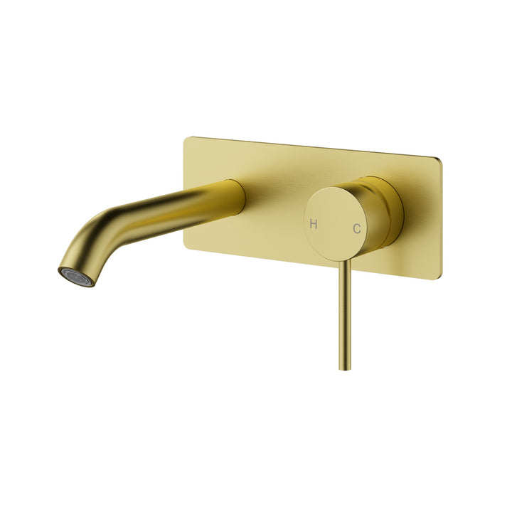 Otus Slimline Wall Basin Mixer Trim Kit 220mm Spout - Brushed Gold
