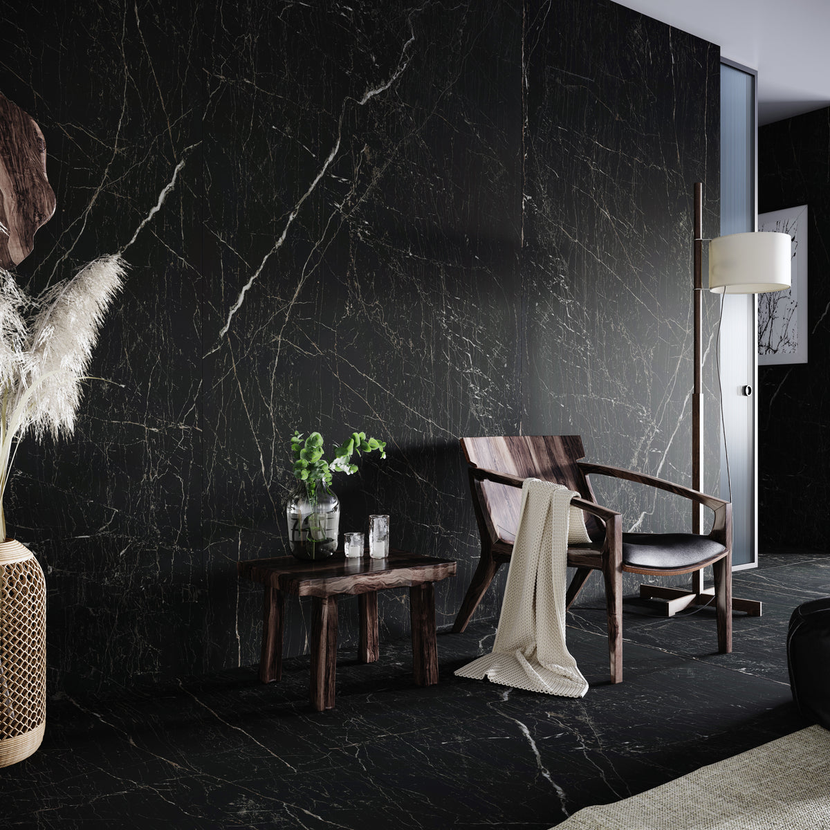 Dekton Optimma Somnia on a living room feature wall