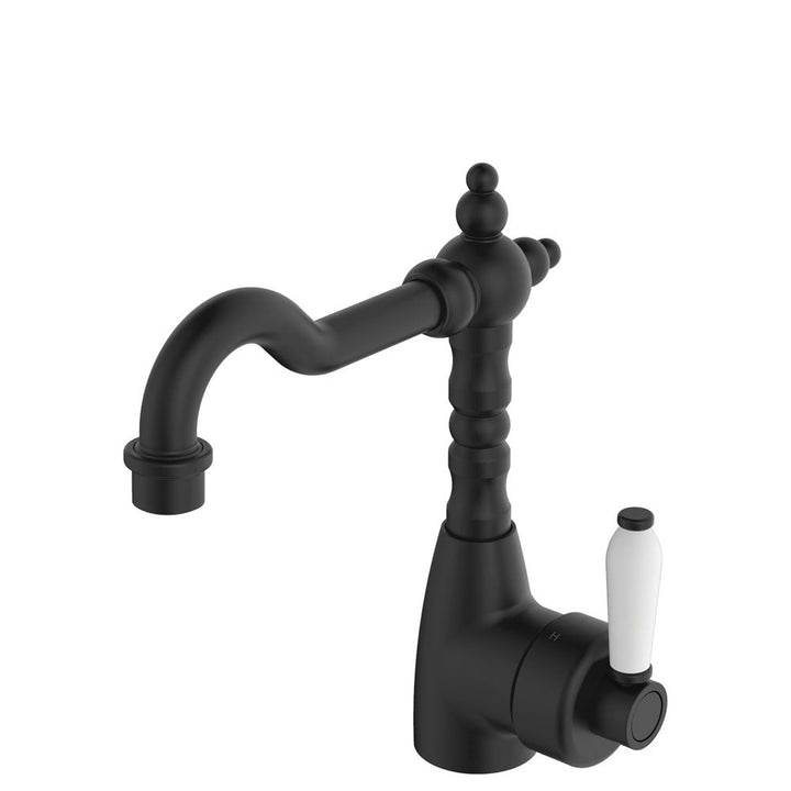 Eleanor Shepherds Crook Basin Mixer - Matte Black / Ceramic