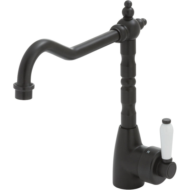 Eleanor Shepherds Crook Sink Mixer - Matte Black / Ceramic