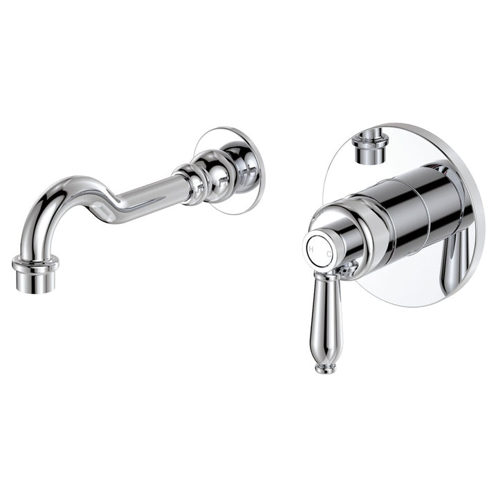 Eleanor Wall Basin/Bath Mixer Set - Chrome / Chrome