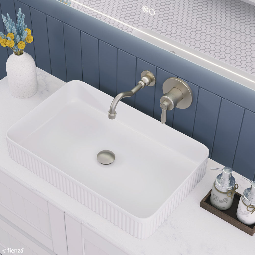 Eleanor Wall Basin/Bath Mixer Set - Brushed Nickel / Brushed Nickel