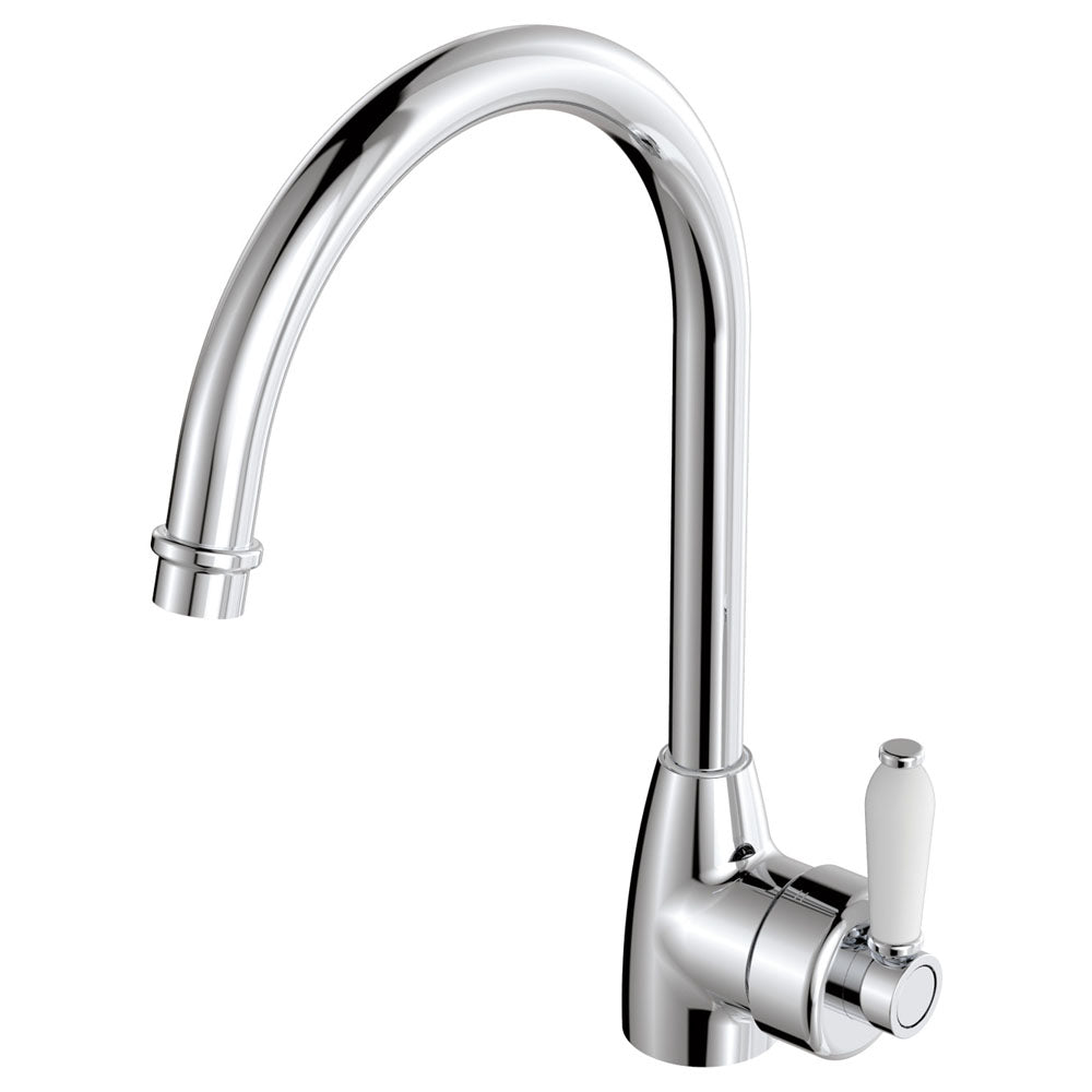 Eleanor Gooseneck Sink Mixer - Chrome / Ceramic
