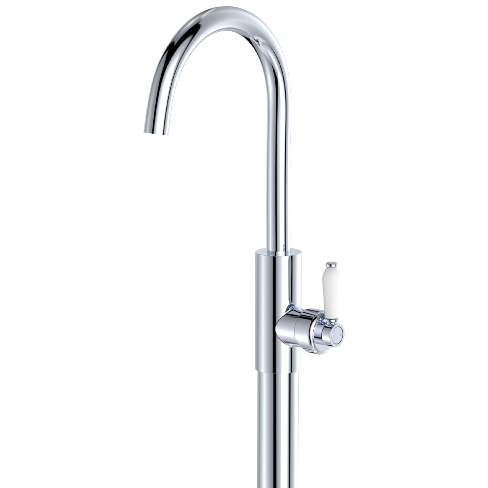 Eleanor Floor Mounted Basin/Bath Mixer - Chrome / Ceramic