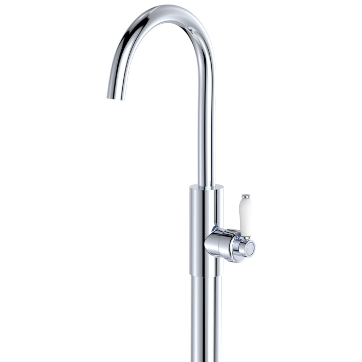 Eleanor Floor Mounted Basin/Bath Mixer - Chrome / Ceramic