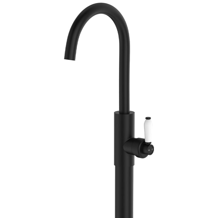 Eleanor Floor Mounted Basin/Bath Mixer - Matte Black / Ceramic