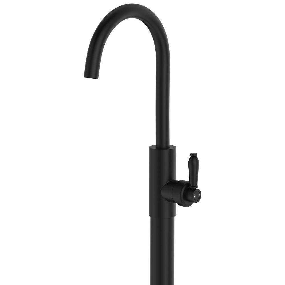 Eleanor Floor Mounted Basin/Bath Mixer - Matte Black / Matte Black