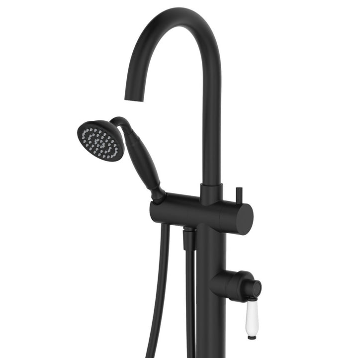 Eleanor Floor Mixer & Shower - Matte Black / Ceramic