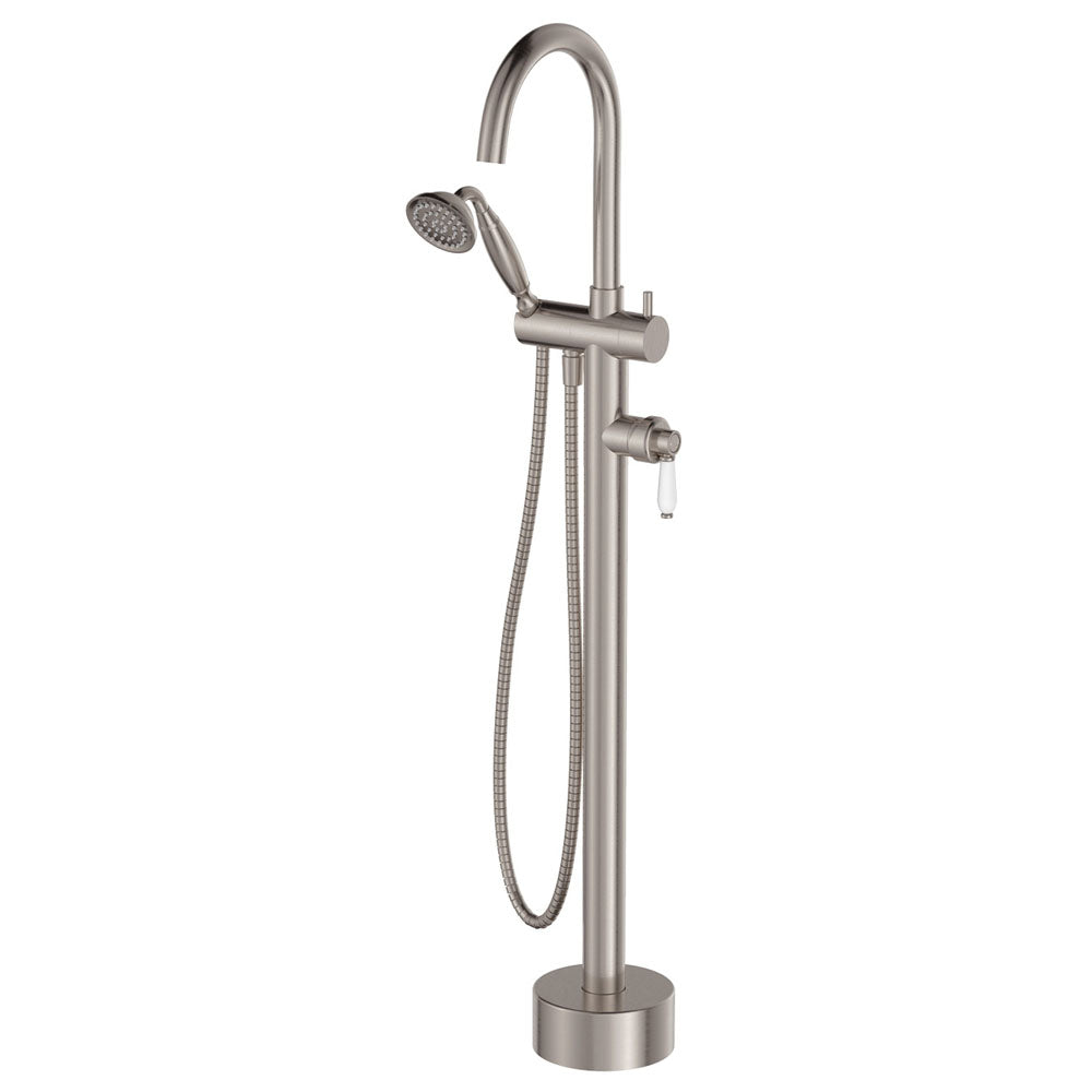 Eleanor Floor Mixer &amp; Shower - Brushed Nickel / Ceramic