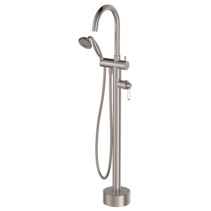 Eleanor Floor Mixer &amp; Shower - Brushed Nickel / Ceramic
