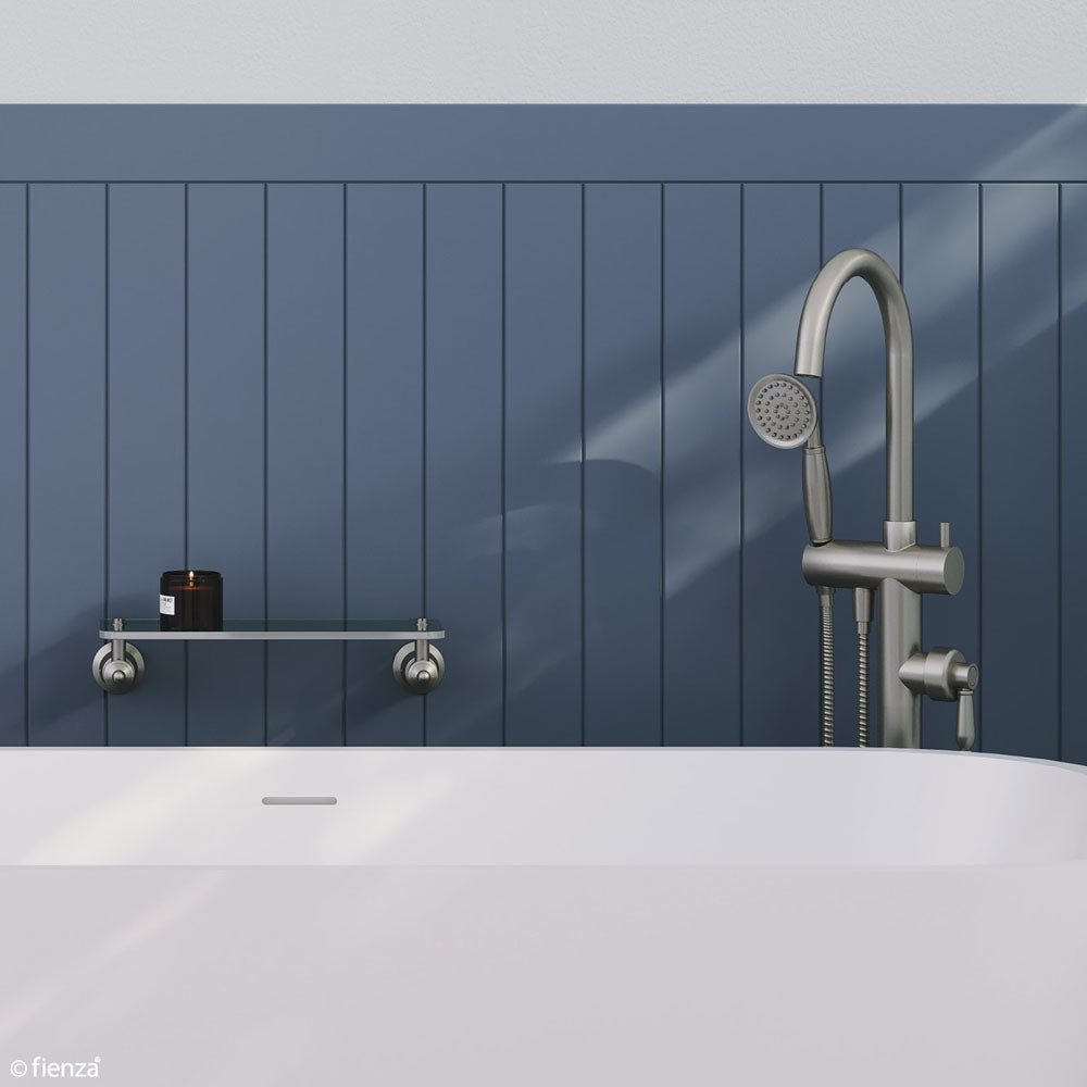 Eleanor Floor Mixer &amp; Shower - Brushed Nickel / Brushed Nickel