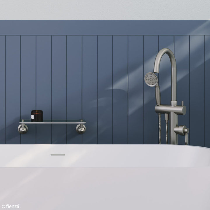 Eleanor Floor Mixer &amp; Shower - Brushed Nickel / Brushed Nickel