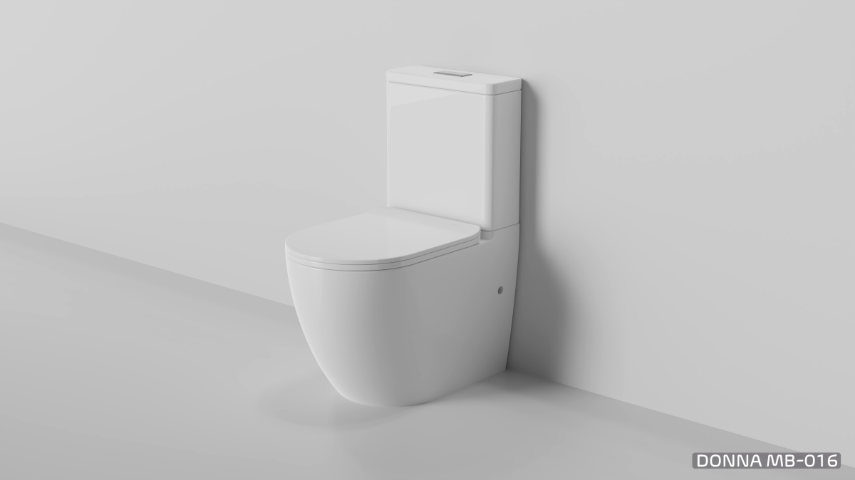 Donna Extra High Rimless Whirlpool Flush Back to Wall Toilet Suite, Gloss White