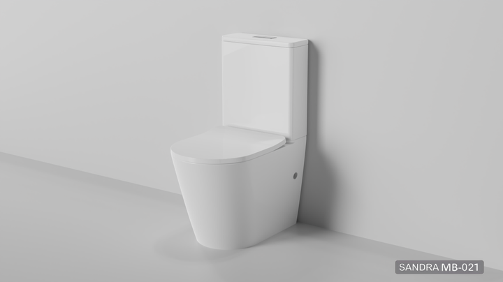 Sandra Short Projection Rimless Back to Wall Toilet Suite, Gloss White