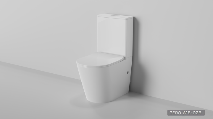 Zero Extra High Rimless Whirlpool Flush Back to Wall Toilet Suite, Gloss White