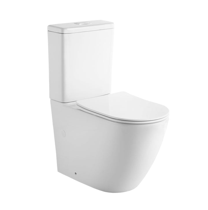 Donna Extra High Rimless Whirlpool Flush Back to Wall Toilet Suite, Gloss White