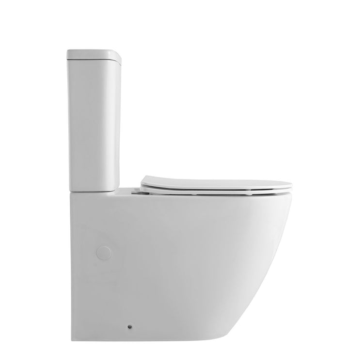 Donna Extra High Rimless Whirlpool Flush Back to Wall Toilet Suite, Gloss White