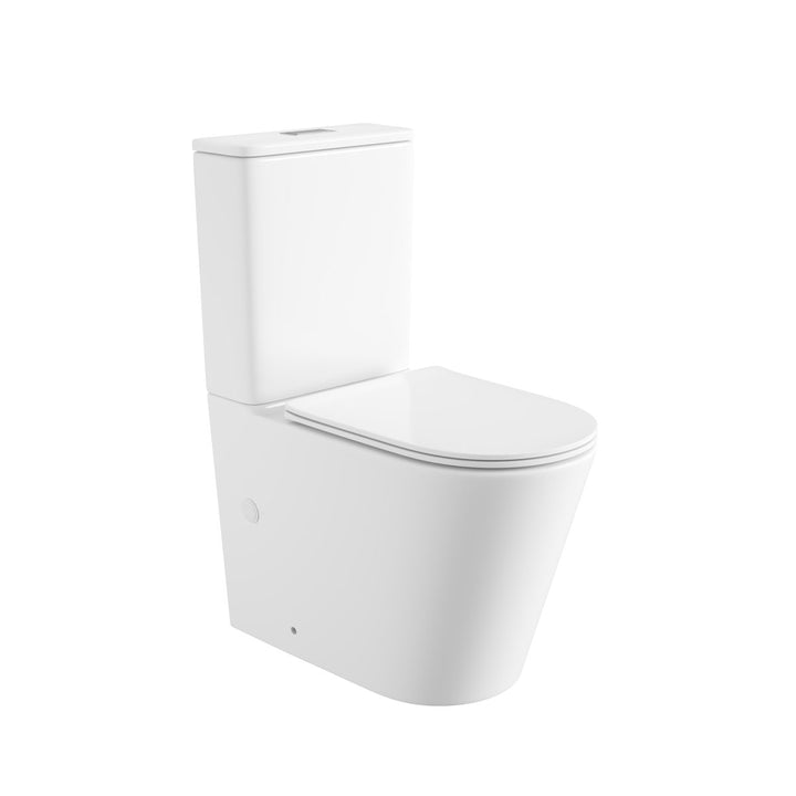 Zero Extra High Rimless Whirlpool Flush Back to Wall Toilet Suite, Gloss White