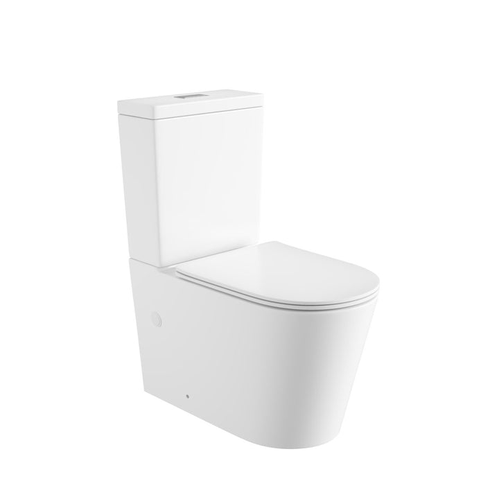 Mezio Rimless Back to Wall Toilet Suite, Gloss White