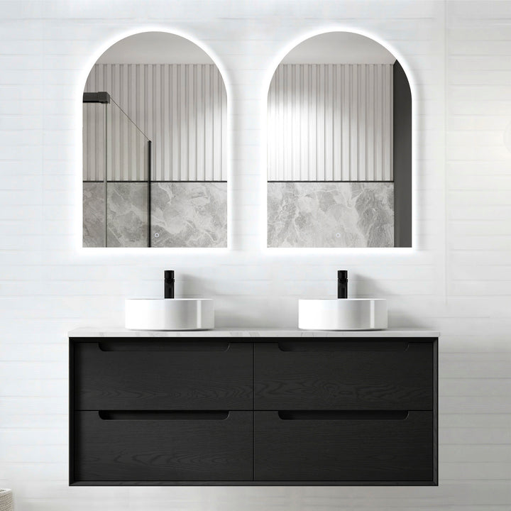 Byron 1200mm Black Oak Wall Hung Vanity Double Bowl - Cabinet Only