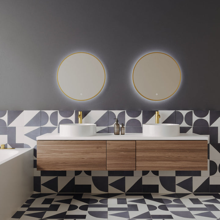 Framed S Series Round LED Mirror Baltic Brass product view 2