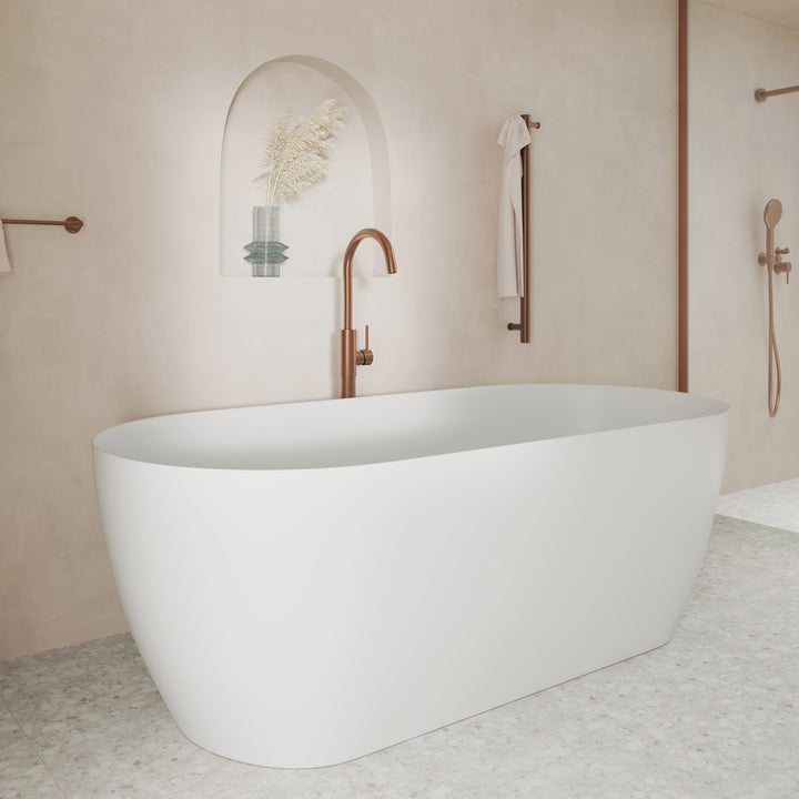 Kaya Floor Mounted Bath Mixer - Brushed Copper