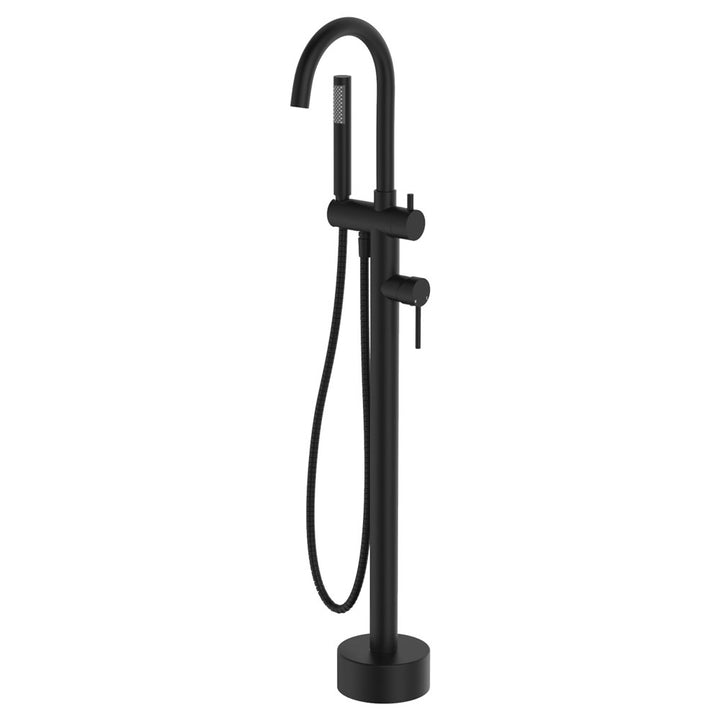 Kaya Floor Mounted Bath Mixer With Hand Shower - Matte Black