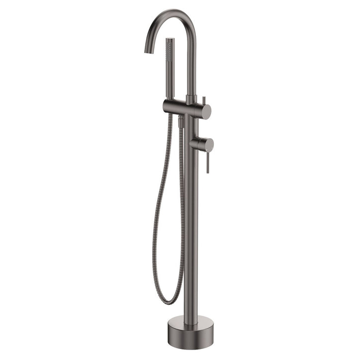 Kaya Floor Mounted Bath Mixer With Hand Shower - Gun Metal