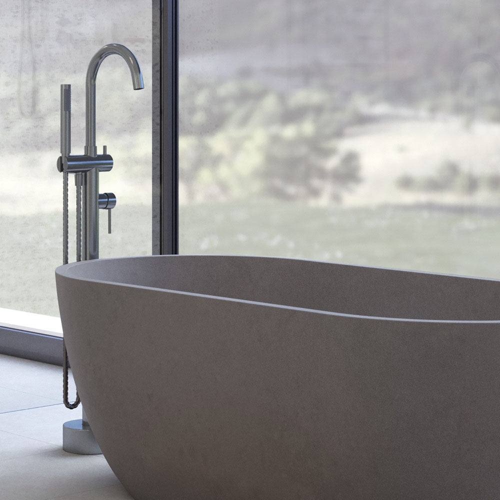 Kaya Floor Mounted Bath Mixer With Hand Shower - Gun Metal
