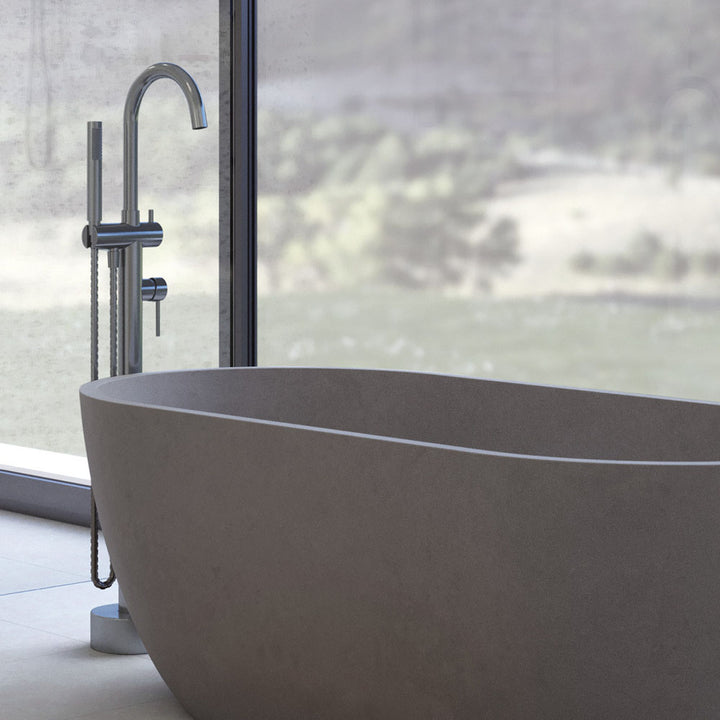 Kaya Floor Mounted Bath Mixer With Hand Shower - Gun Metal