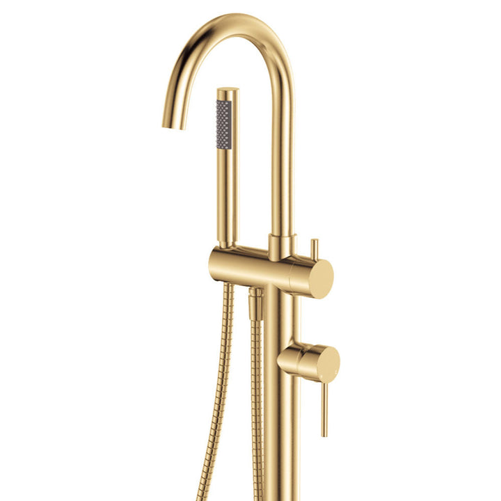 Kaya Floor Mounted Bath Mixer With Hand Shower - Urban Brass