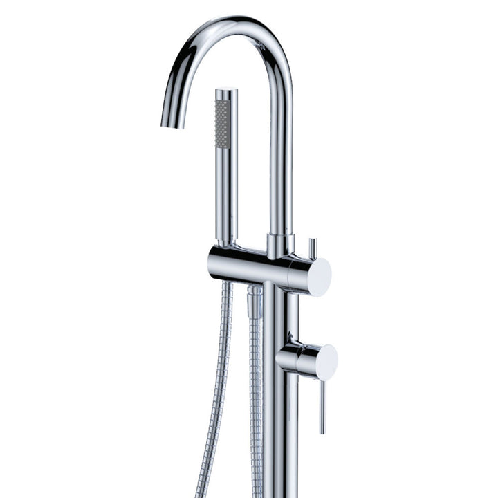 Kaya Floor Mounted Bath Mixer With Hand Shower - Chrome