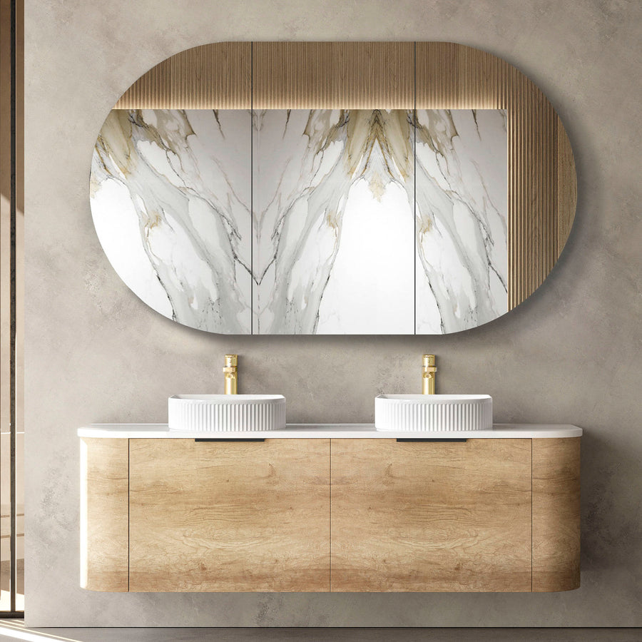 Bondi 1500mm Natural Oak Wall Hung Curve Vanity - Cabinet Only
