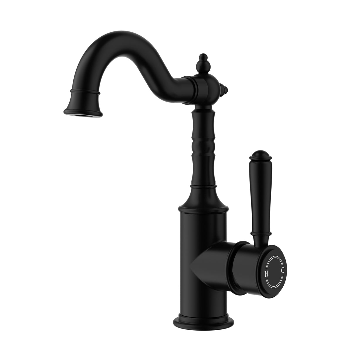 Clasico Tall Basin Mixer Hook Spout - Matt Black