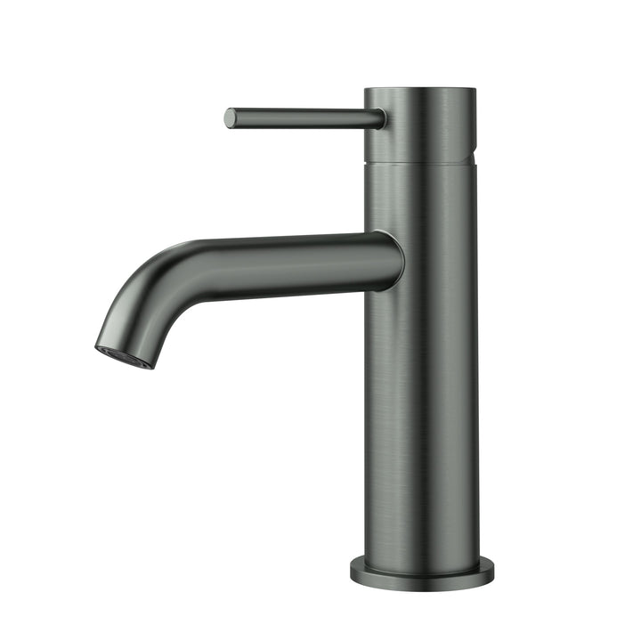 Otus Slimline Basin Mixer Curved Spout - Gun Metal