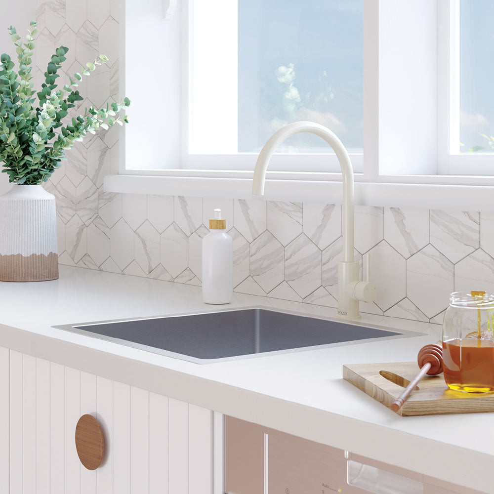 Kaya Sink Mixer - Gloss Warm White