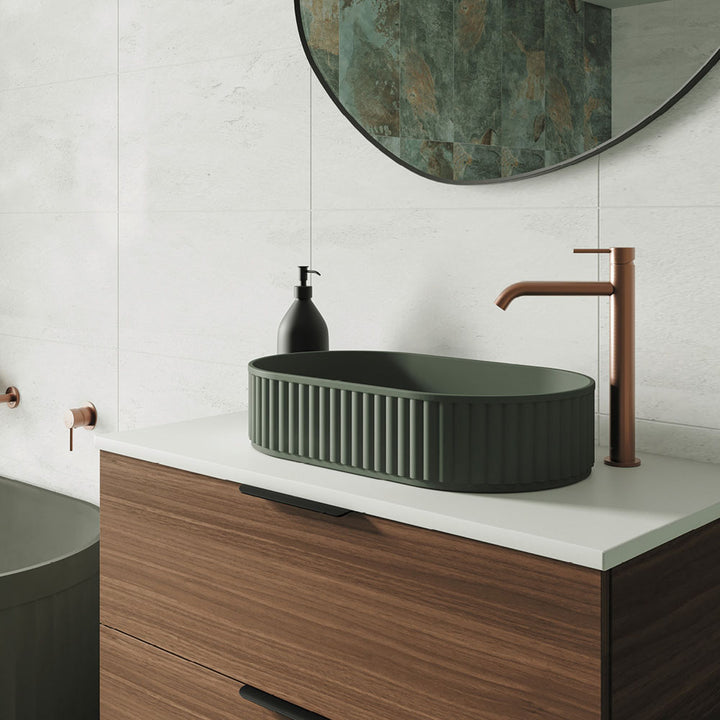 Kaya Tall Basin Mixer - Brushed Copper