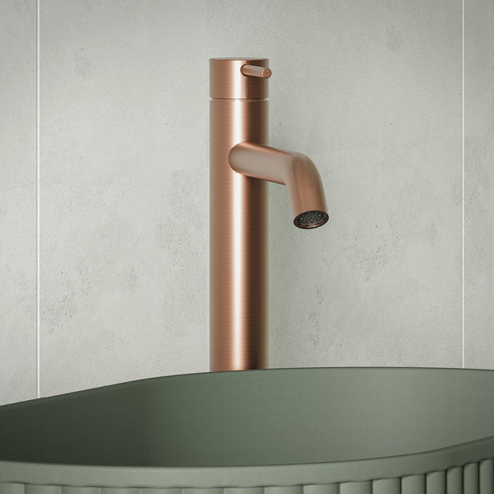 Kaya Tall Basin Mixer - Brushed Copper