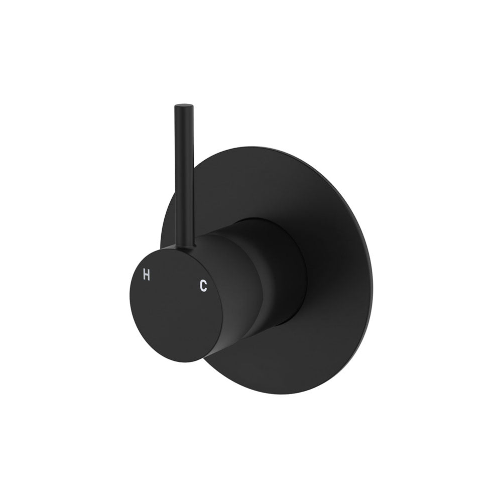 Kaya Up Wall Mixer, Large Round Plate - Matte Black