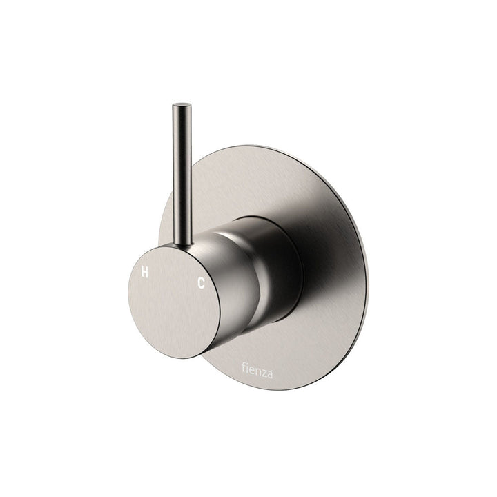 Kaya Up Wall Mixer, Large Round Plate - Brushed Nickel