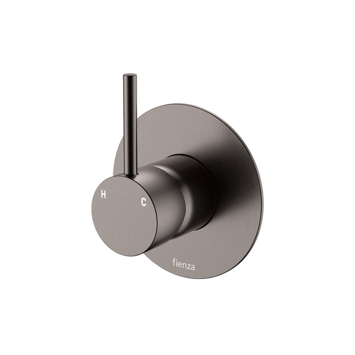 Kaya Up Wall Mixer, Large Round Plate - Gun Metal
