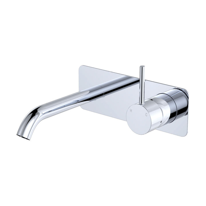 Kaya Up Basin/Bath Wall Mixer Set, Rectangular Plate, 160mm Outlet - Chrome