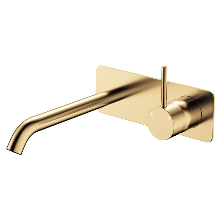 Kaya Up Basin/Bath Wall Mixer Set, Rectangular Plate, 200mm Outlet - Urban Brass