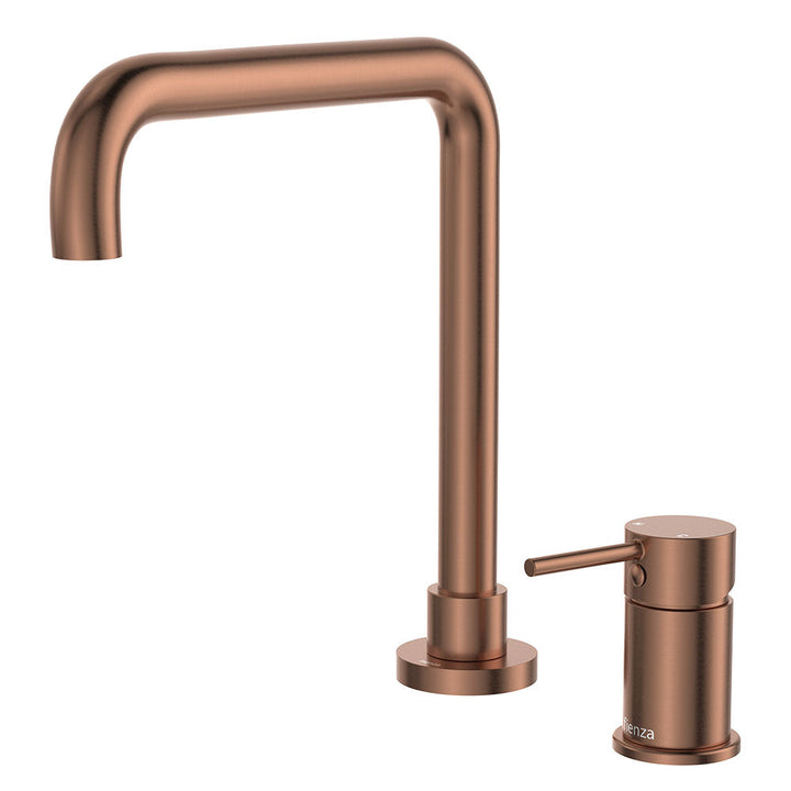 Kaya Squareline Hob Mixer Set - Brushed Copper