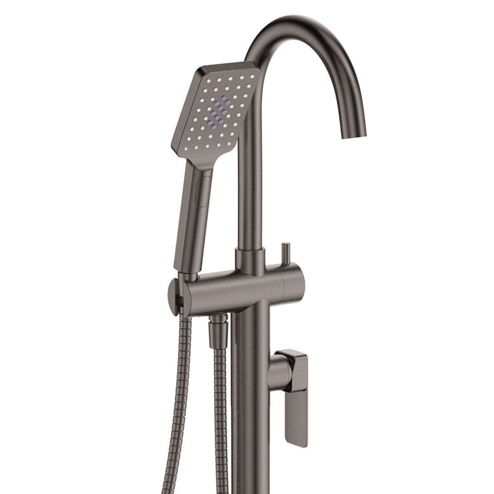 Tono Floor Mounted Bath Mixer With Hand Shower - Gun Metal