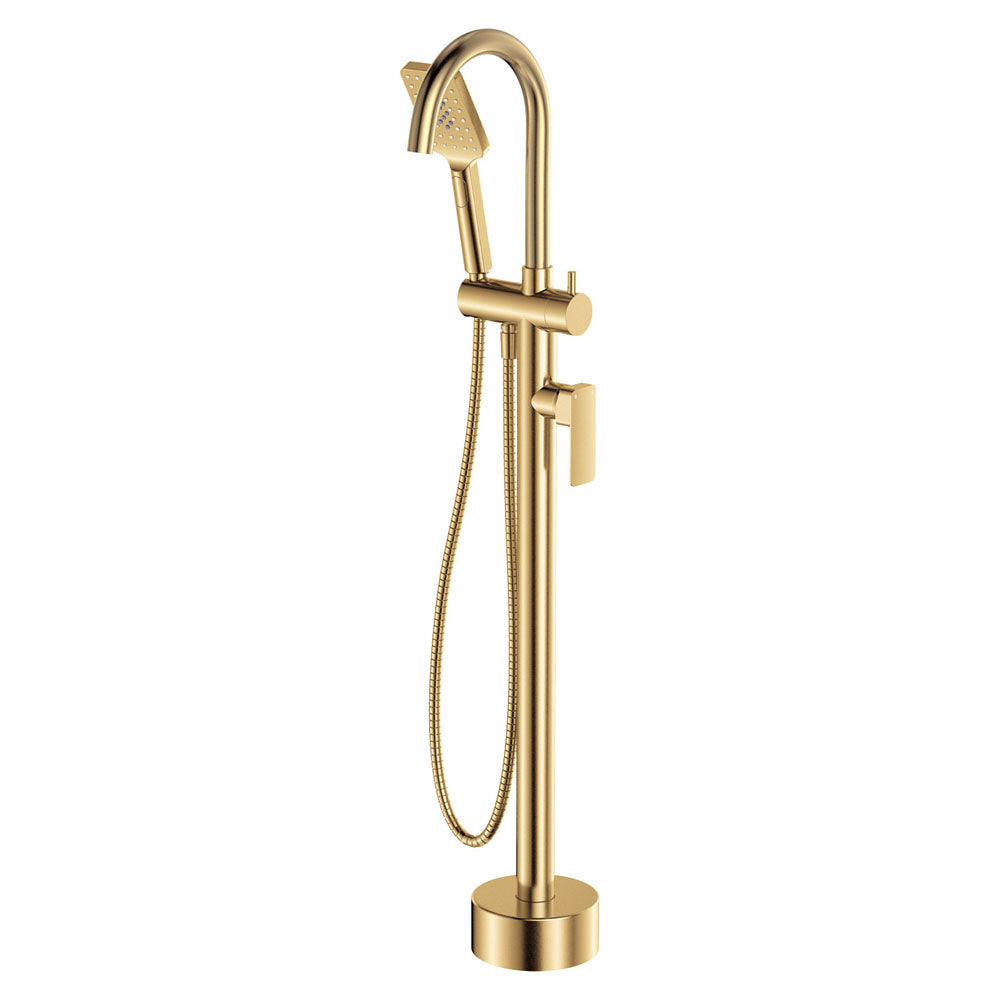 Tono Floor Mounted Bath Mixer With Hand Shower - Urban Brass