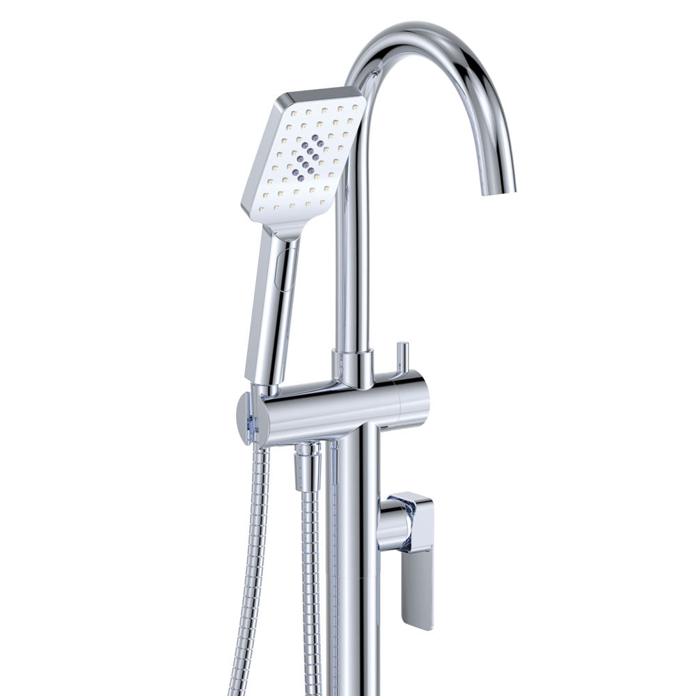 Tono Floor Mounted Bath Mixer With Hand Shower - Chrome