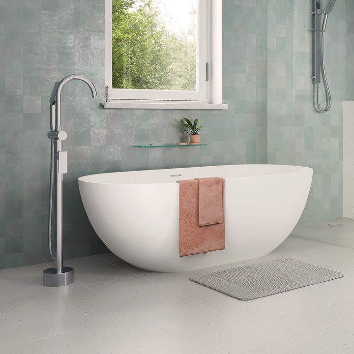 Tono Floor Mounted Bath Mixer With Hand Shower - Chrome