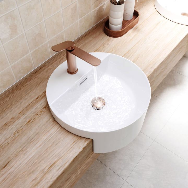 Empire Slim Cold Start Basin Mixer - Brushed Copper
